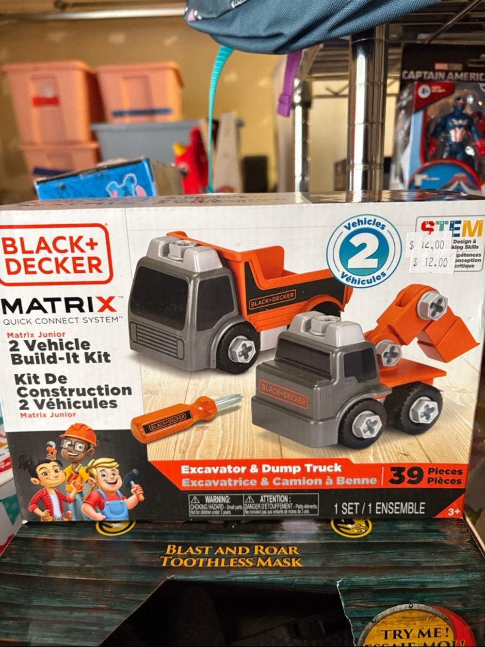 Nwt Black & Decker Kids Matrix Junior 2-Vehicle Build-It Kit – Orange & Gray